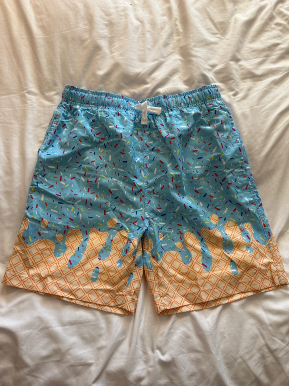 Men's Blue Ice Cream Cone Print Swim Trunks